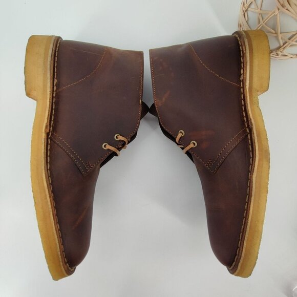 Clarks Men's Brown Beeswax Leather Ankle Boots Size 8 - Picture 6 of 11